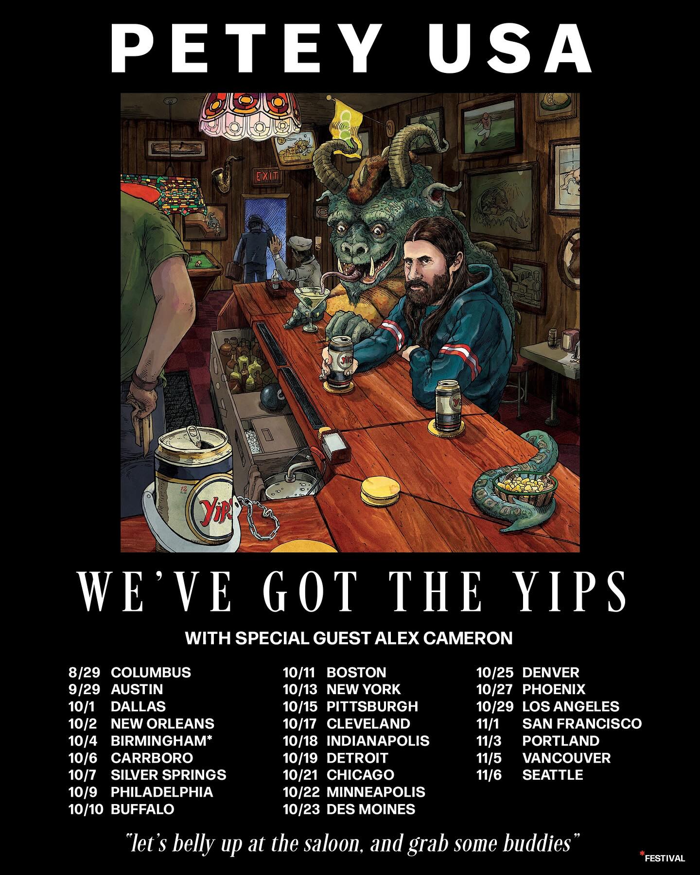 Alex Cameron WE'VE GOT THE YIPS Tour Poster 2025